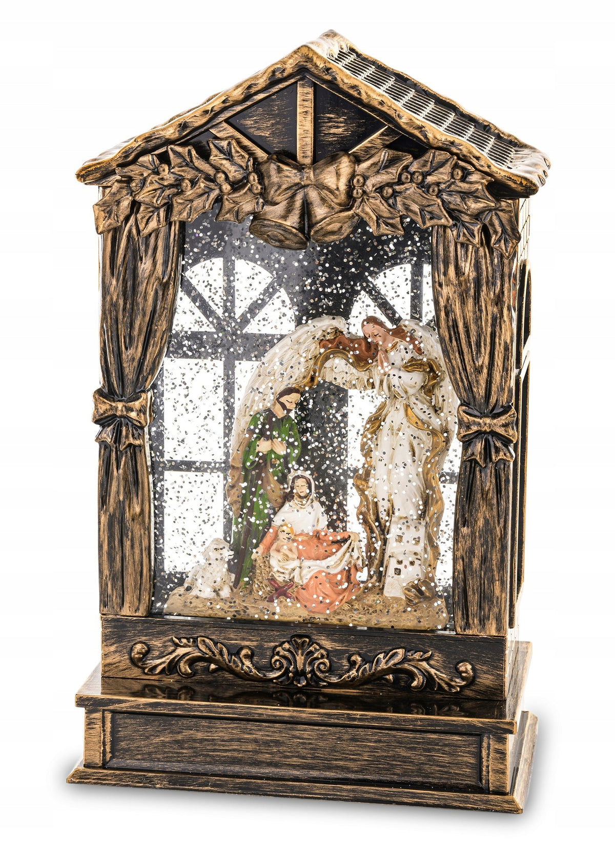 Christmas Music Box LED Lantern Nativity Scene Christmas Glass