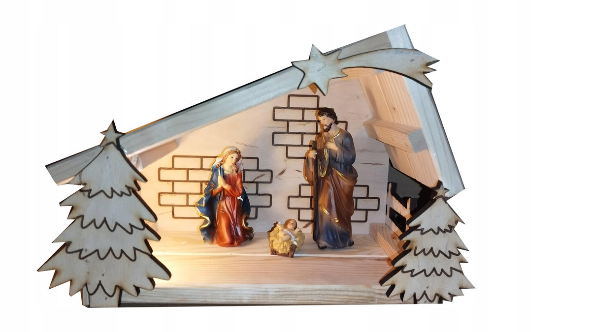 Christmas Nativity Scene Bethlehem Wooden Stable Christmas Star Manufacturer code 2
