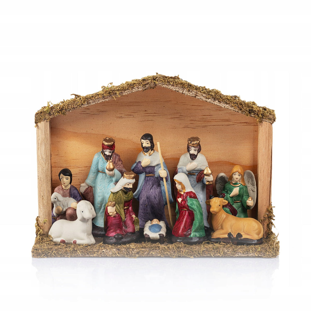 Christmas Nativity Scene Ceramic with Stable 17 cm Christmas Gift Ornament