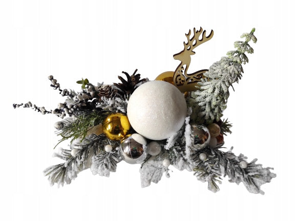 Christmas Reed Medium Forest Gold White with Reindeer Decoration Brand no brand