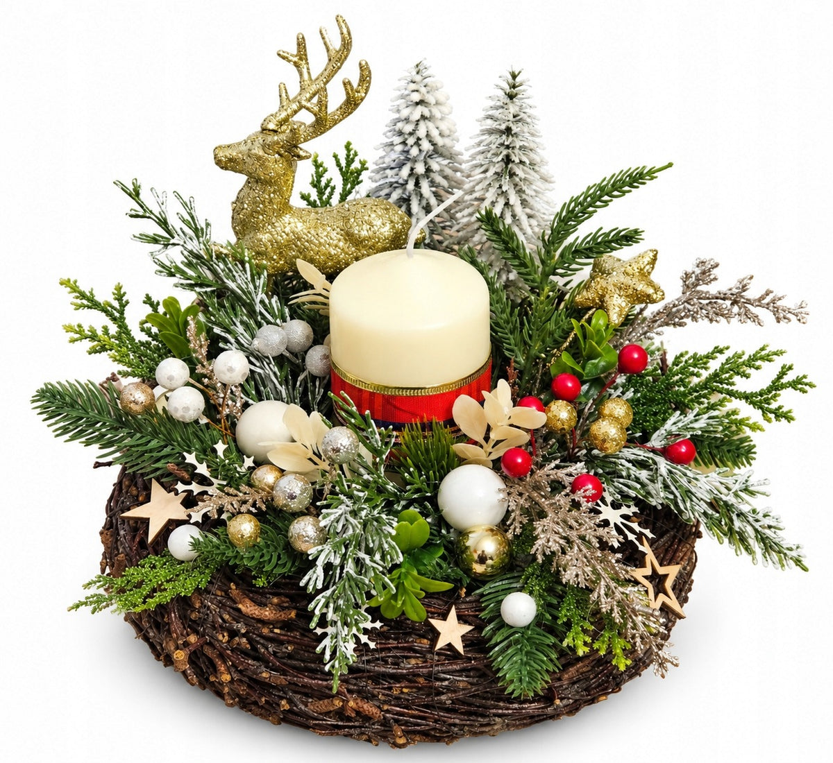Christmas Reed with Candle Christmas Decoration Ornament Candle Holder