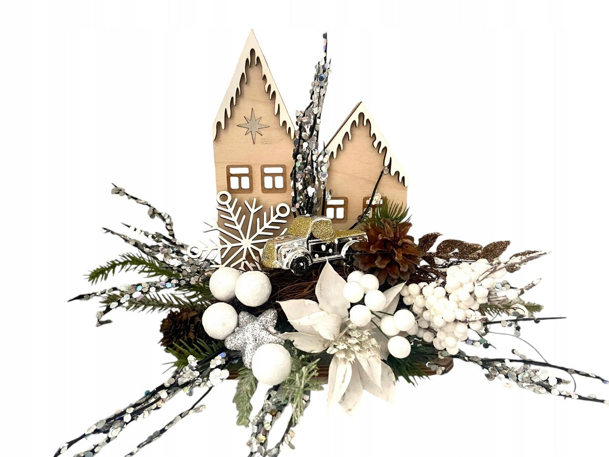Christmas Reed with Cottages Christmas Decorations Reed Accessories