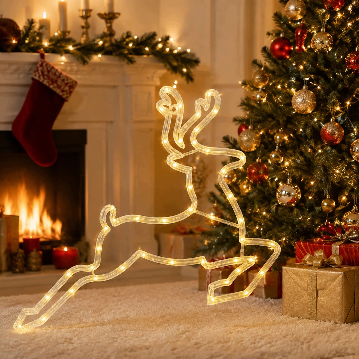 Christmas Reindeer 43 Led White Warm Decoration Ornament Lamp 46cm Christmas Packaging status original
