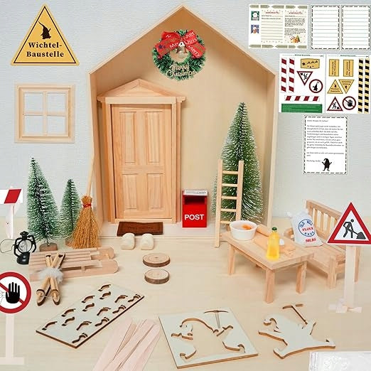 Christmas Set Wooden Door Gnome Elves Wreath Decorations R22 Packaging status original