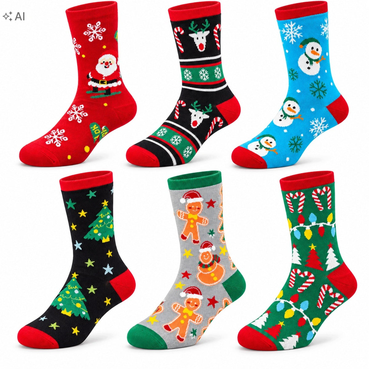 Christmas Socks 6 Pairs 39-42 Gift Set Box 70% Cotton Manufacturer code Giggling Getup