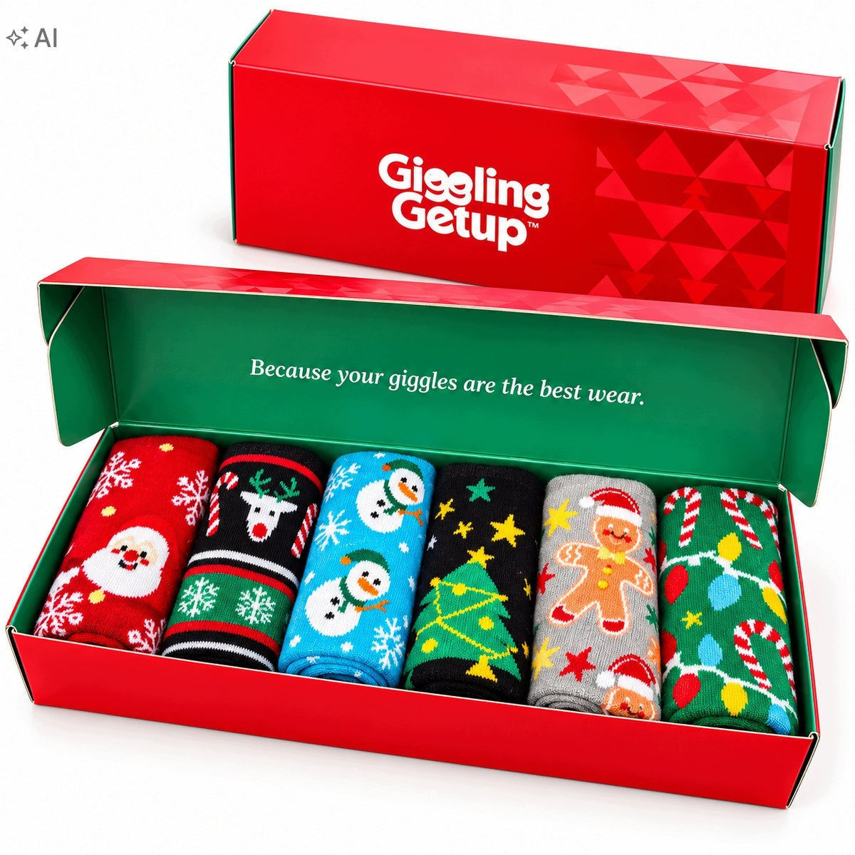 Christmas Socks 6 Pairs 39-42 Gift Set Box 70% Cotton