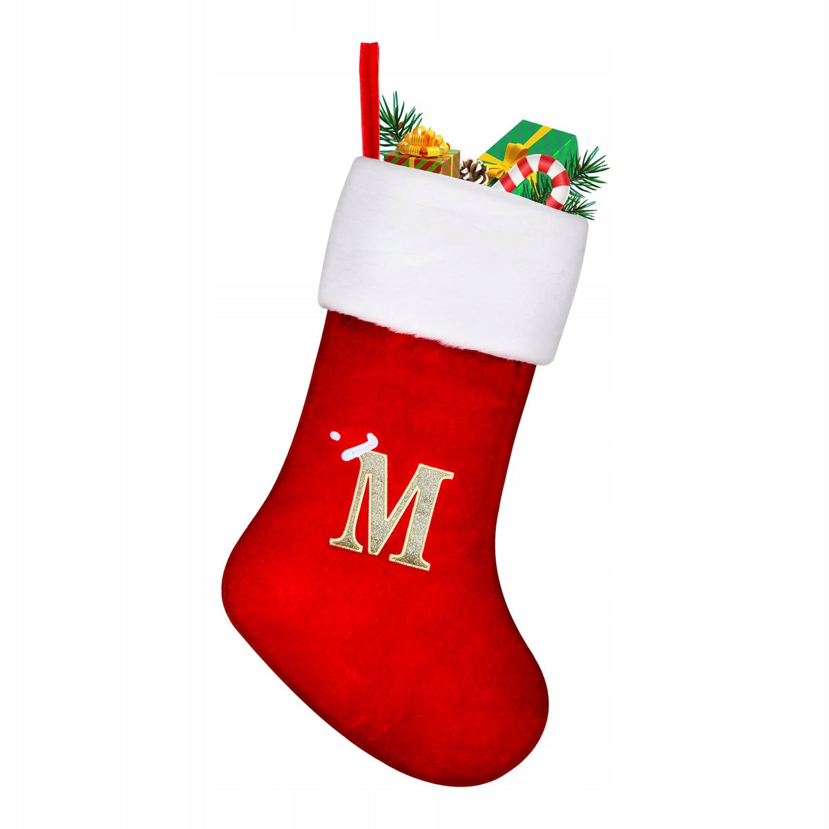 Christmas Socks Large 45 cm Red for Christmas with Letter M