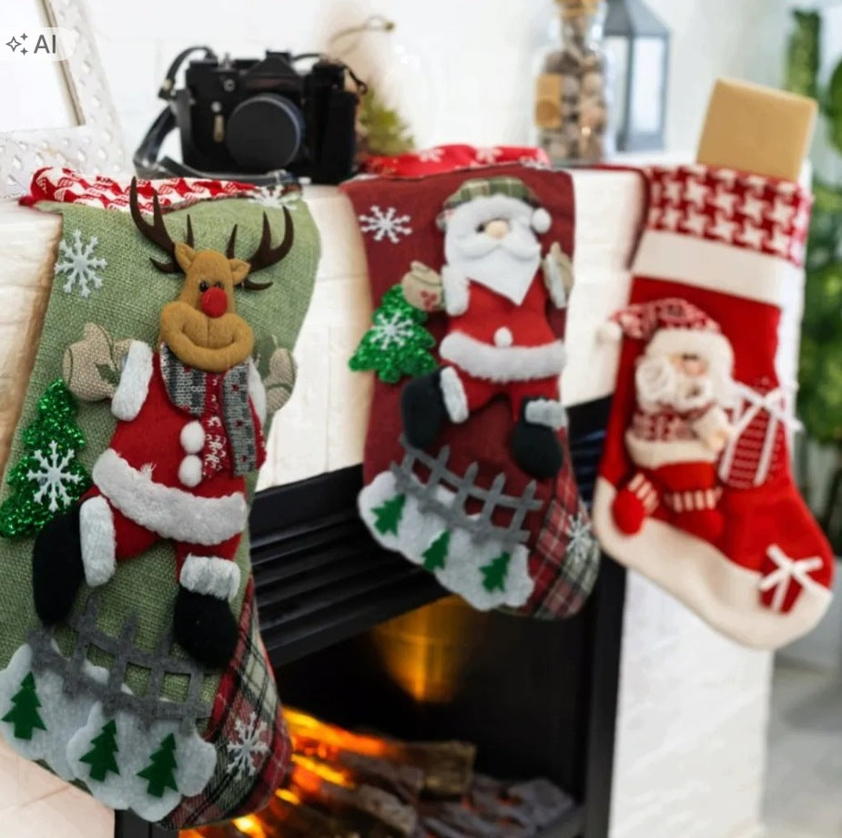 Christmas Socks for Fireplace 4 Pcs XXL 35cm for Christmas Gifts Manufacturer code Skarpety Świąteczne na Kominek 4 szt XXL