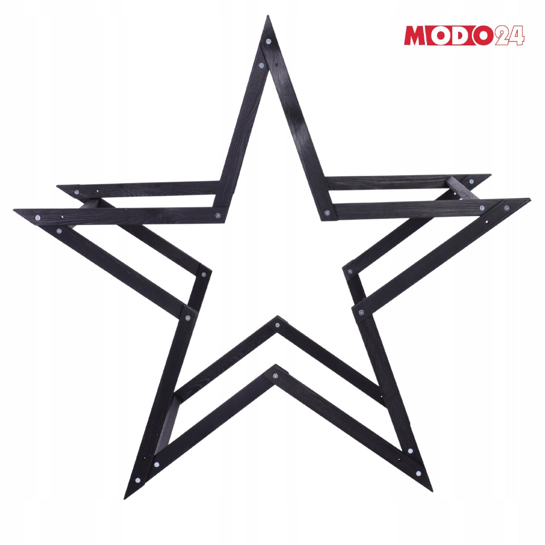 Christmas Star 3D Folding Easy Assembly ModoStar 139cm Wooden BLACK Brand Modo24