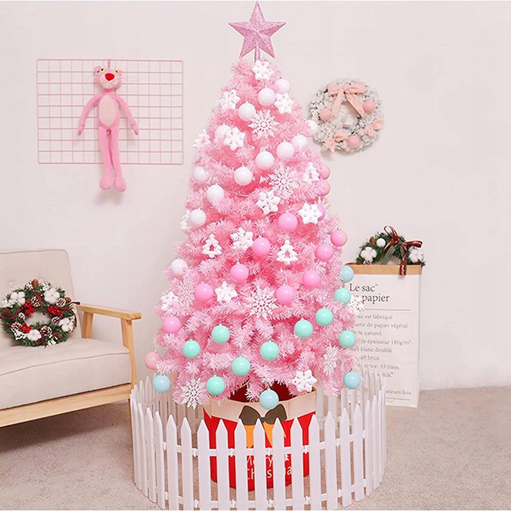 Christmas Tree Artificial Decorative Pink Elegant Pine Stand 150 cm Height 121 - 150 cm