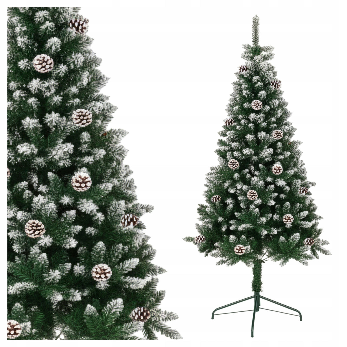 Christmas Tree Artificial Spruce With Cone Stand Snowy Stand 180 Cm