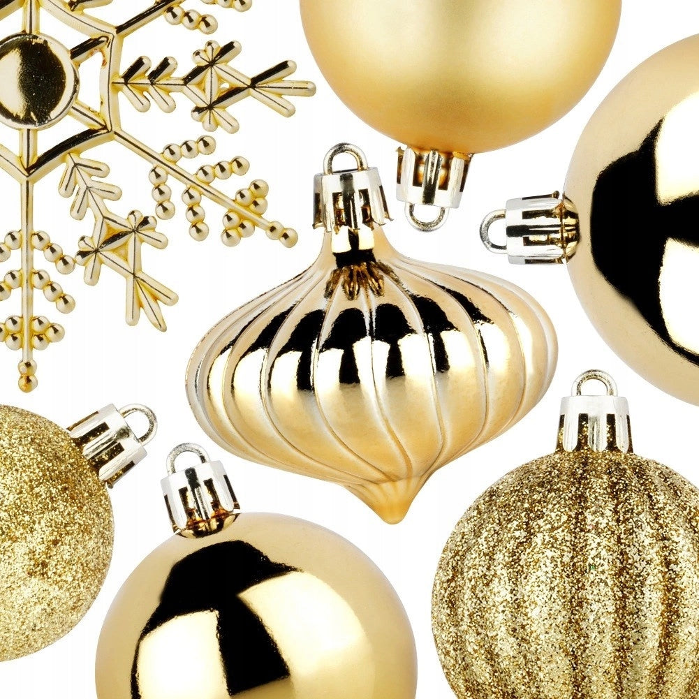 Christmas Tree Baubles VILDE Gold 40 pcs. Various Sizes with Snowflakes Brand Vilde