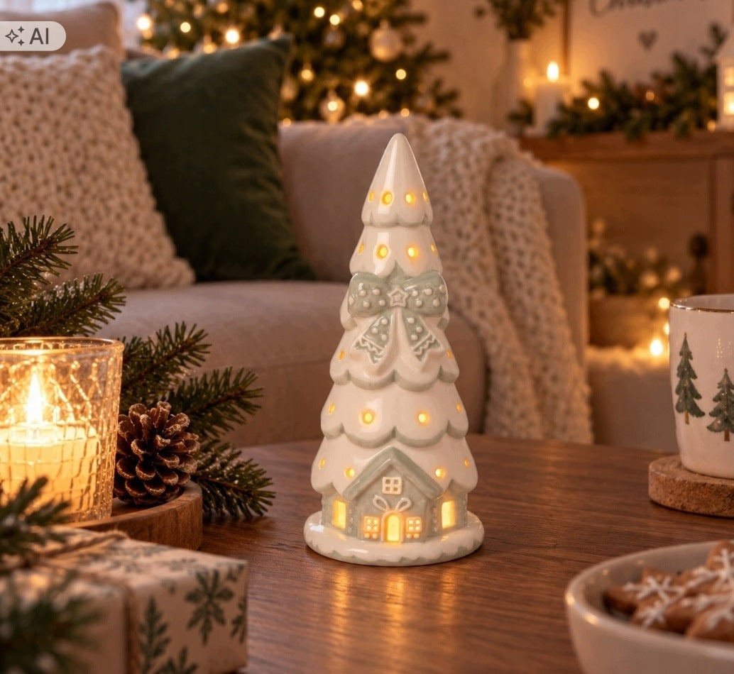 Christmas Tree Ceramic LED 24 cm Lantern Christmas Cottage