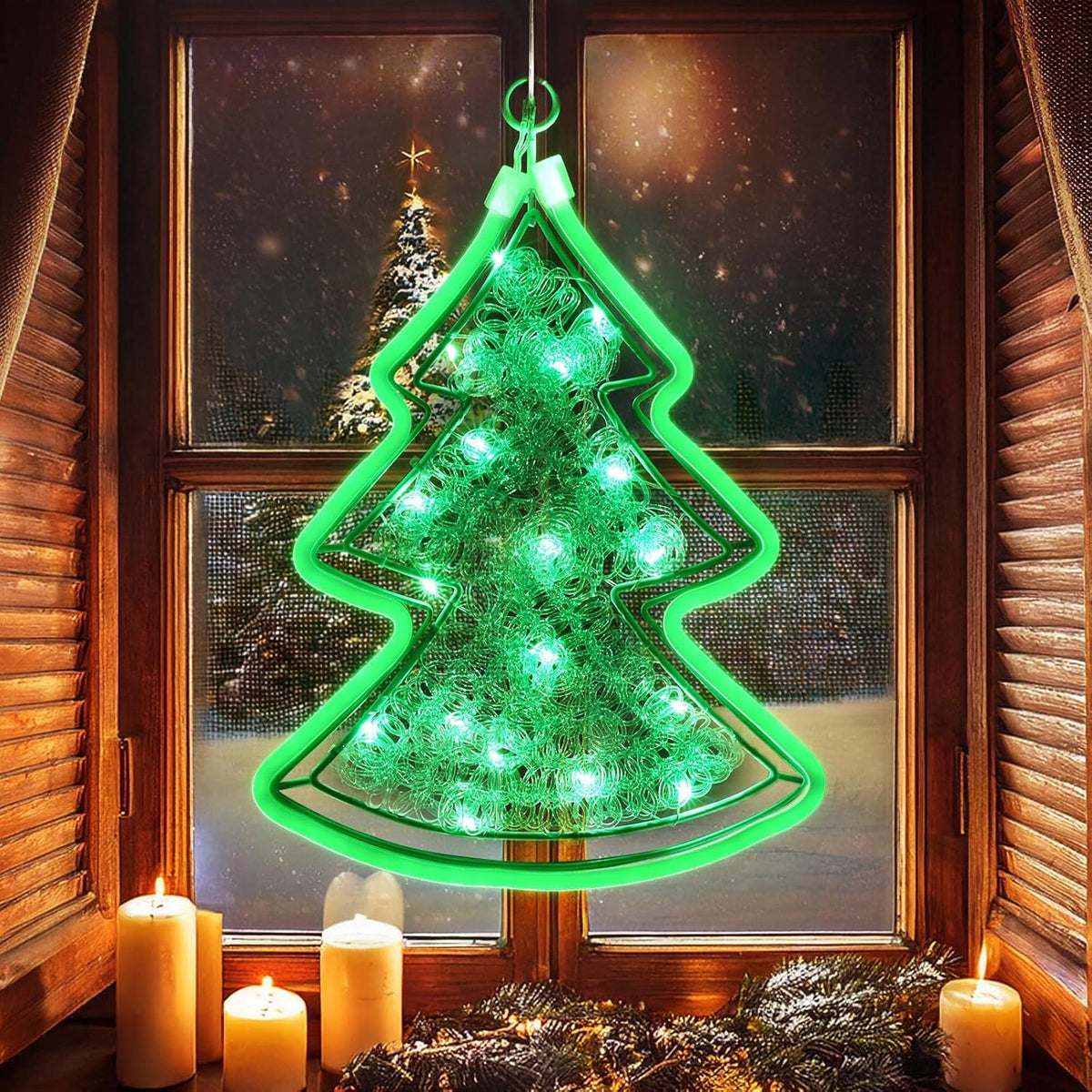 Christmas Tree Christmas Decoration LED Window Decoration + NEON