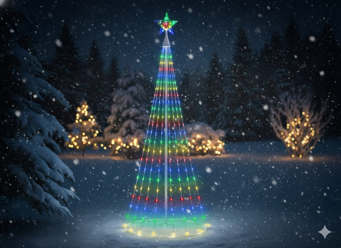 Christmas Tree Conical Ornament with LED Star Height 3m Multicolor Outdoor Packaging status original