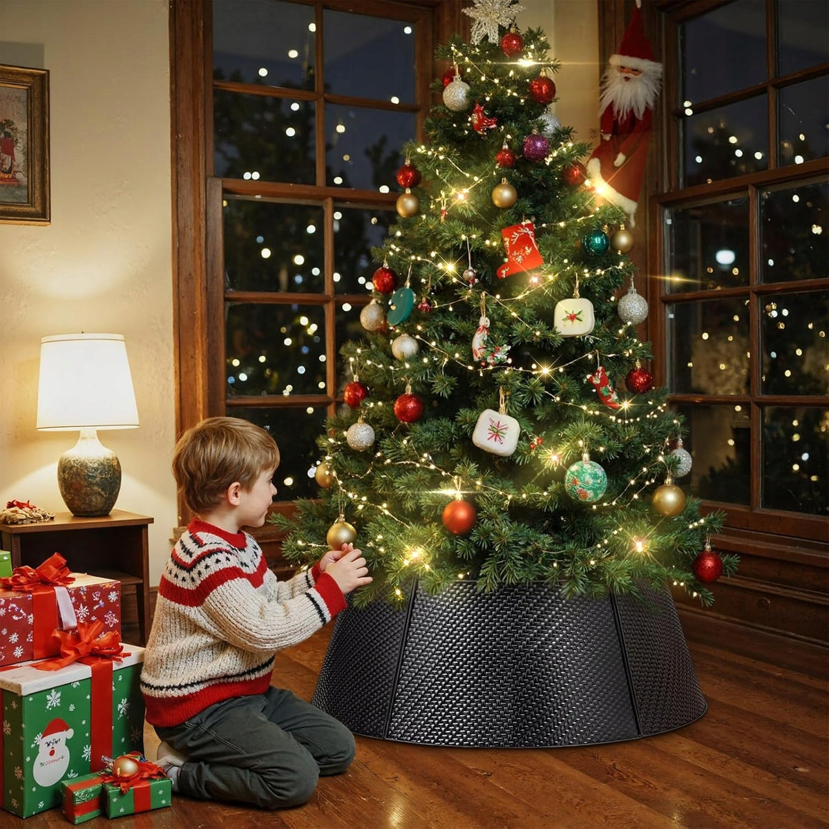 Christmas Tree Cover Decorative Metal Durable Christmas 70 cm Black Brand no brand