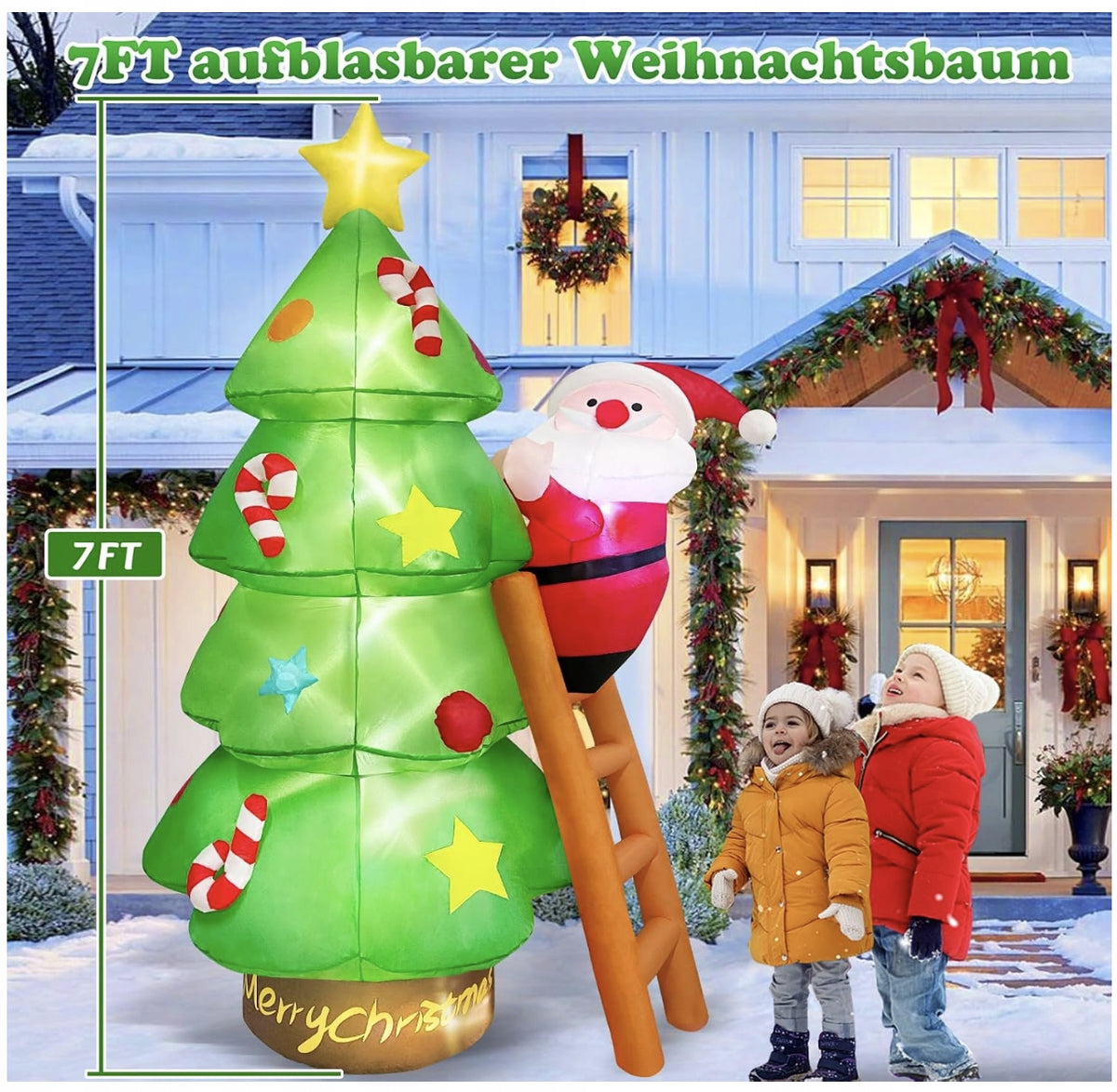 Christmas Tree Inflatable LED Large Christmas Decoration Pumped Garden Ornament XL Manufacturer code dekoracja 2,5 M nadmuchiwany renifer mikolaj