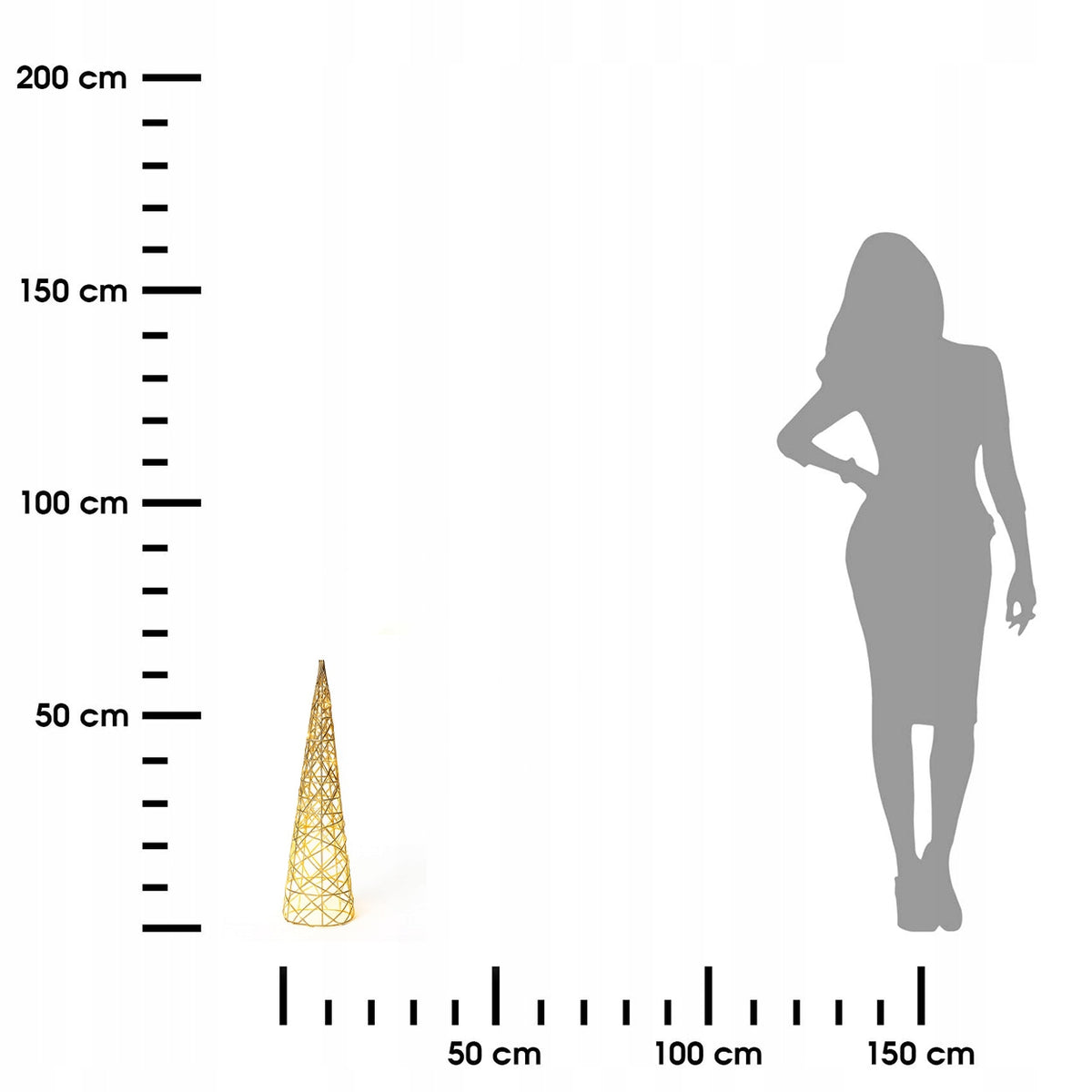 Christmas Tree LED Cone 60 cm Gold Transparent Decoration Brand Koopman