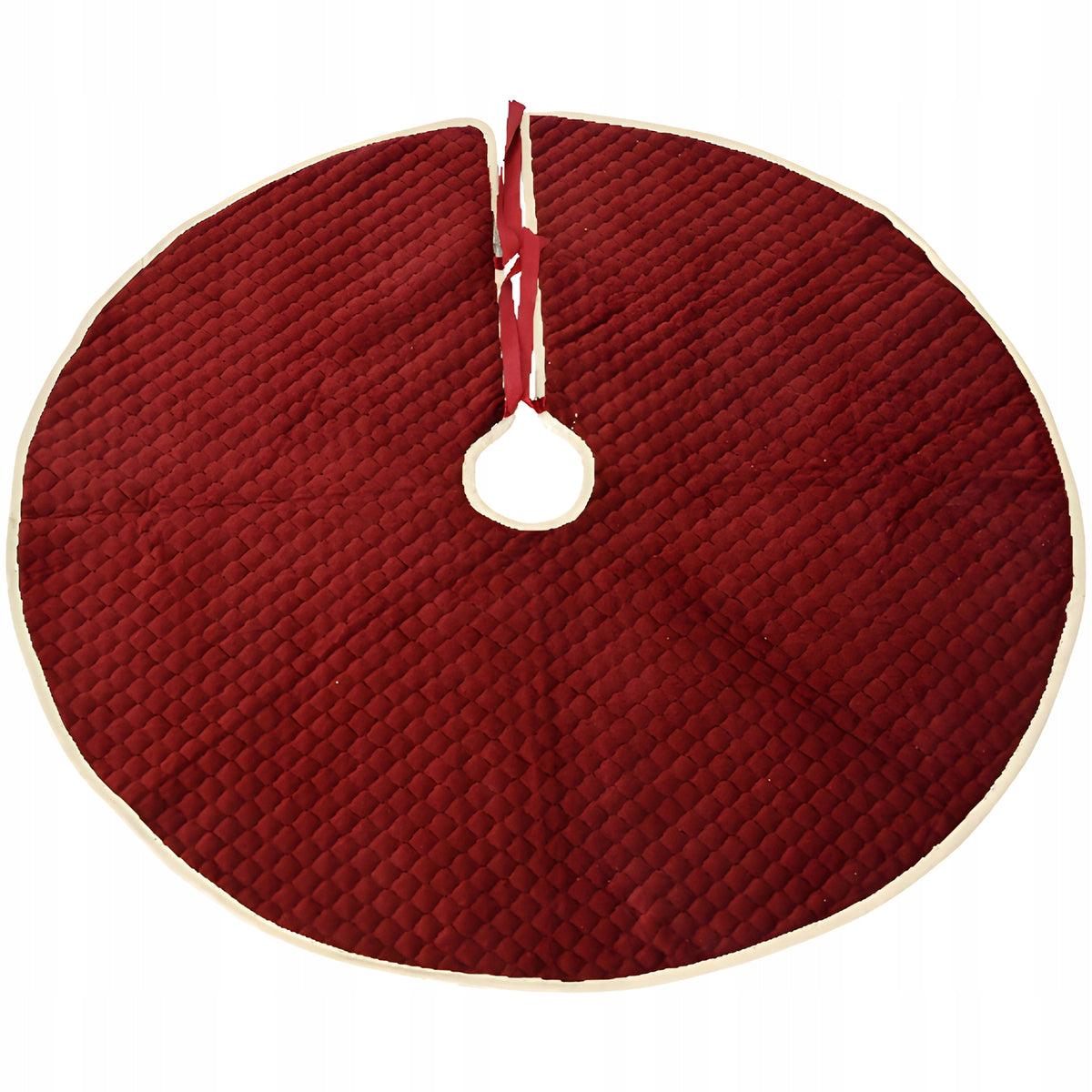 Christmas Tree Rug Quilted Red Mat 100cm Round for Gifts