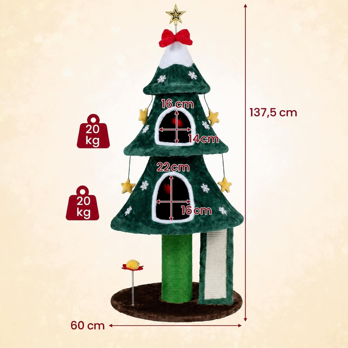 Christmas Tree Shaped Cat Scratcher with Hideouts Height (cm) other