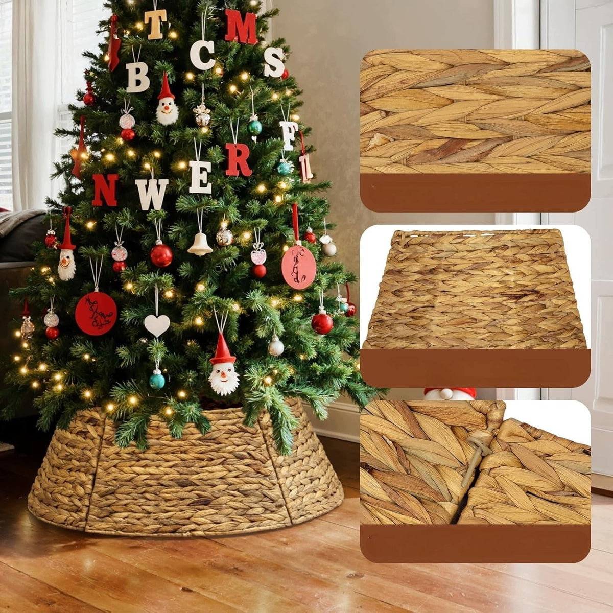 Christmas Tree Stand Basket Rustic Rattan Cover 91cm Light Brown Manufacturer code B0FKT16VSG
