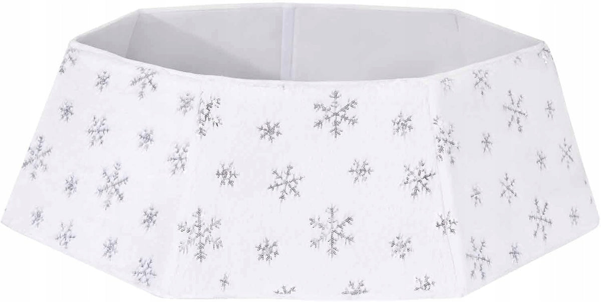 Christmas Tree Stand Cover White 80 cm | Christmas Tree Collar Pattern Silver