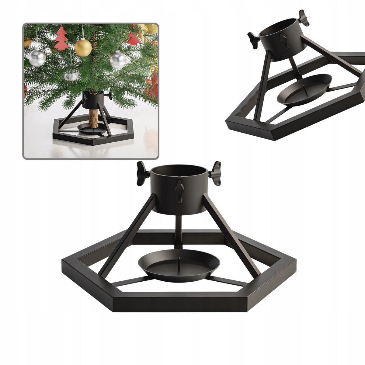 Christmas Tree Stand Large Metal BLACK STABLE up to 3m