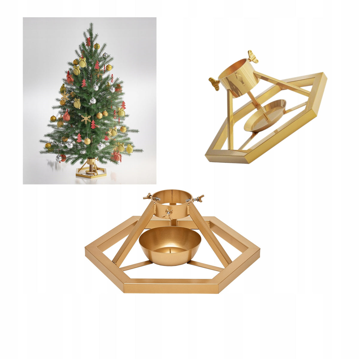 Christmas Tree Stand Large Metal GOLD STABLE up to 3m