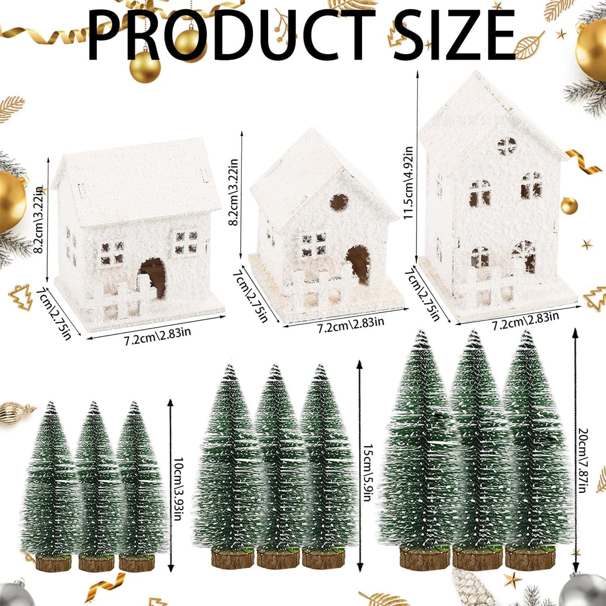 Christmas Village Decoration Wooden LED Set of 12 Pieces Beige 20 cm Brand no brand