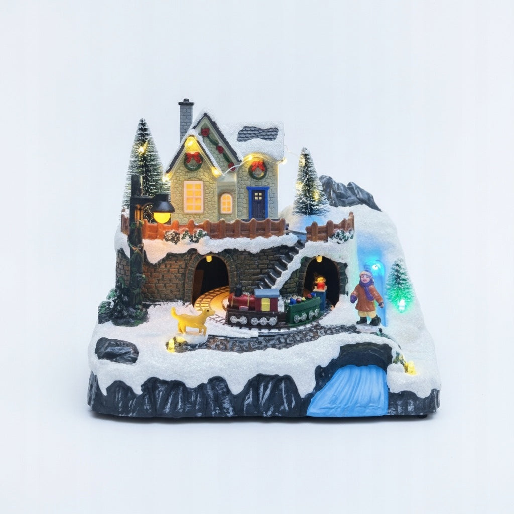 Christmas Village LED Animated Train 26cm
