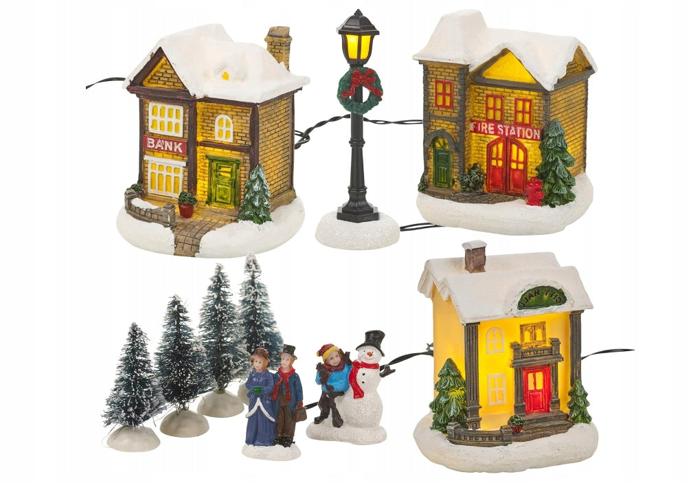 Christmas Winter Village LED Lighting Figurines Christmas Decoration