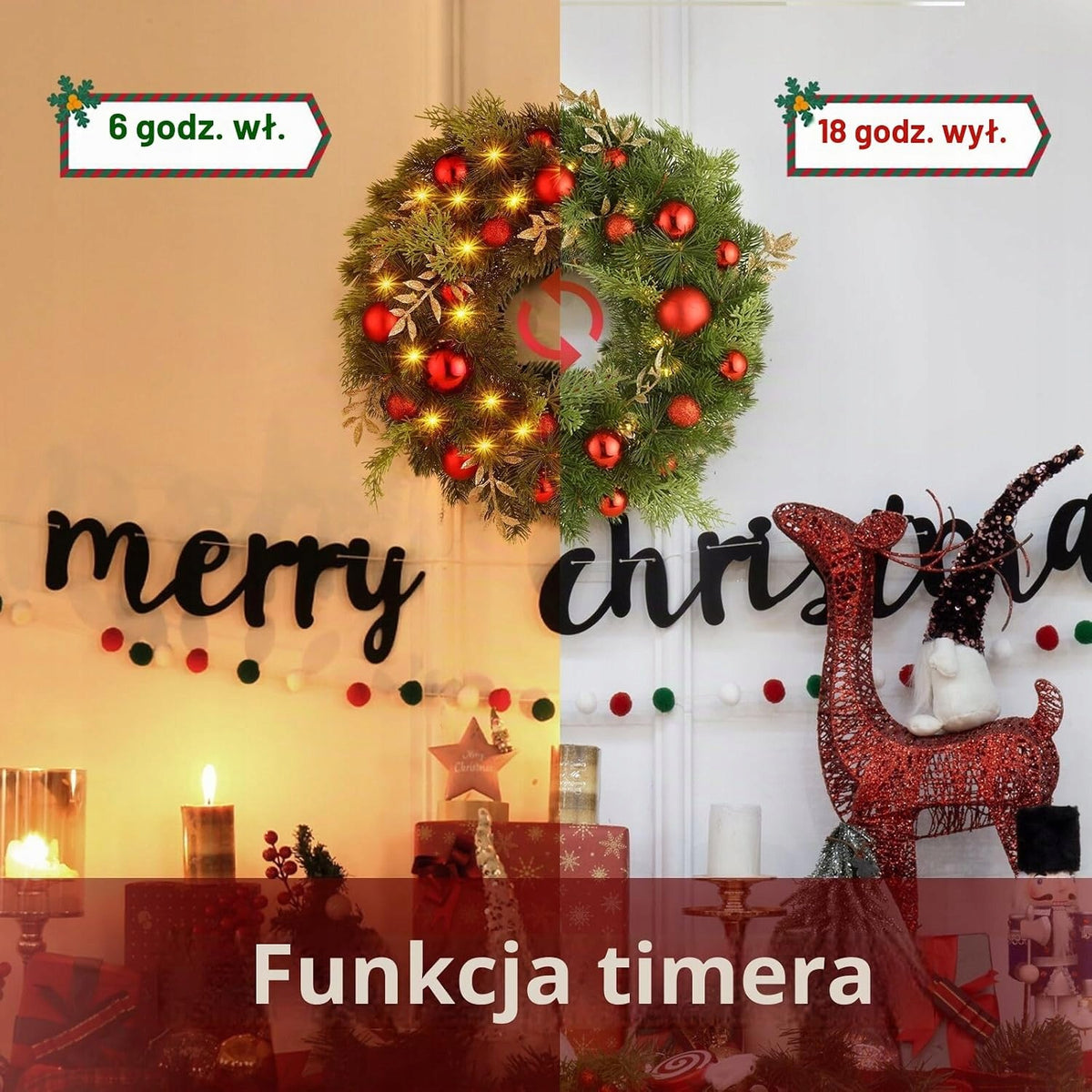 Christmas Wreath 40 cm LED Door Reed with Timer Manufacturer code X001TZCX2V