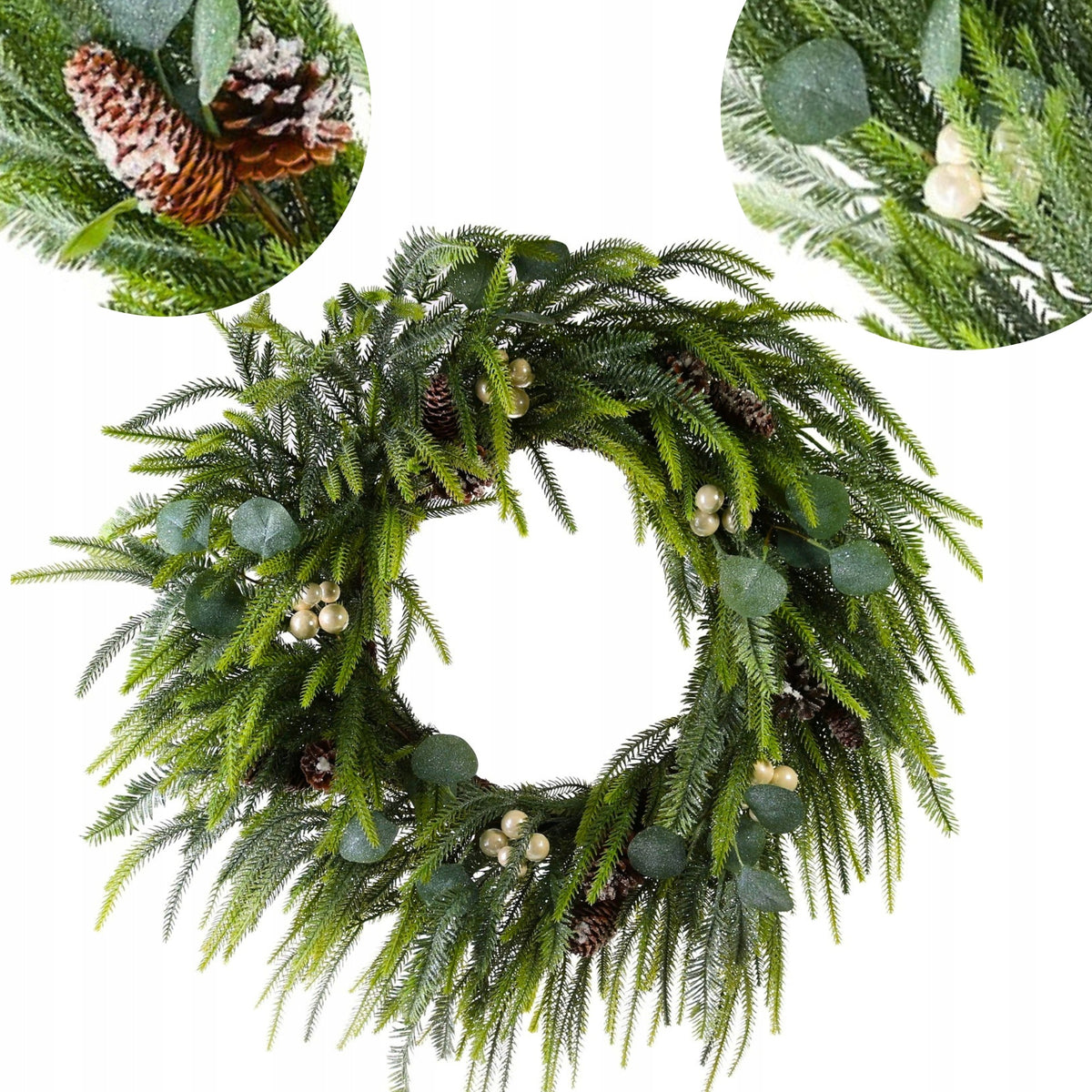 Christmas Wreath Pine Norfolk 70cm 100% PE Decorated Premium 100%PE
