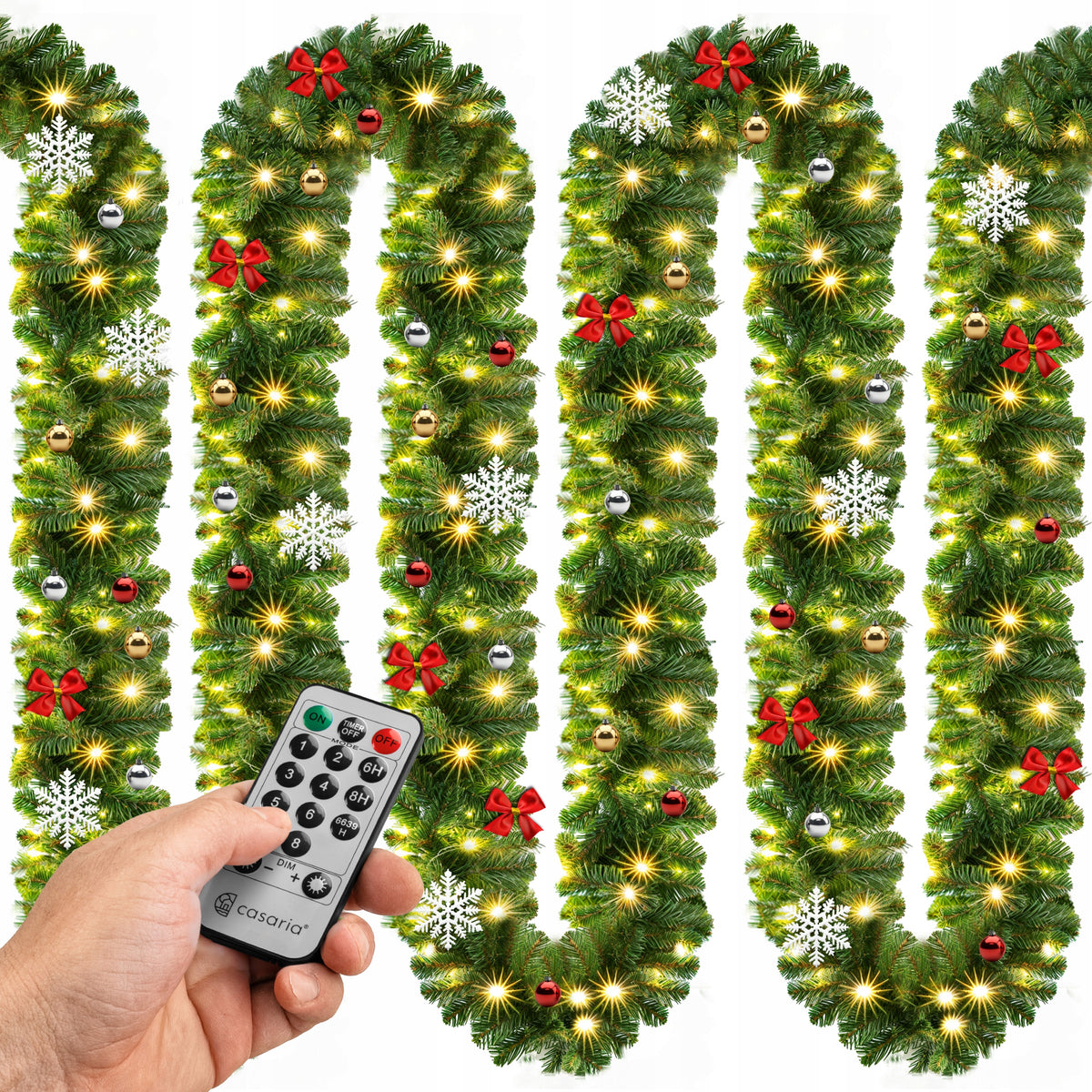 Christmas garland 80 LED light + ornaments balcony 5m outdoor timer remote control