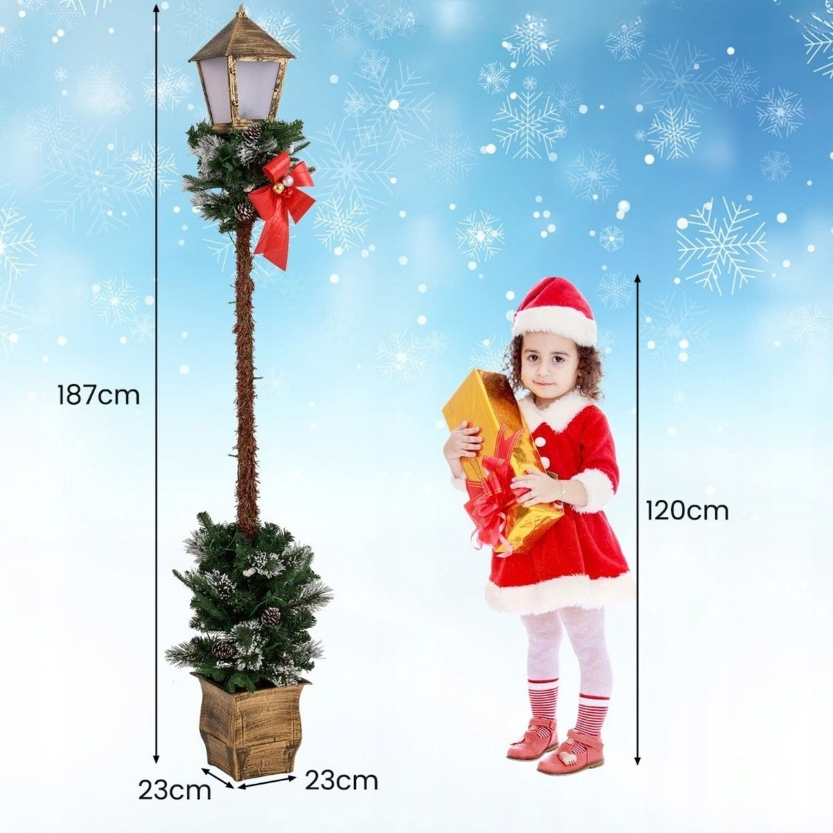 Christmas lantern with wreath, 187 cm Christmas decoration Brand Costway