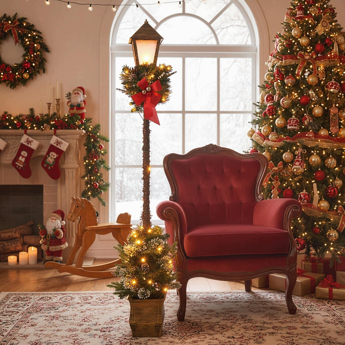 Christmas lantern with wreath, 187 cm Christmas decoration Product height 187 cm
