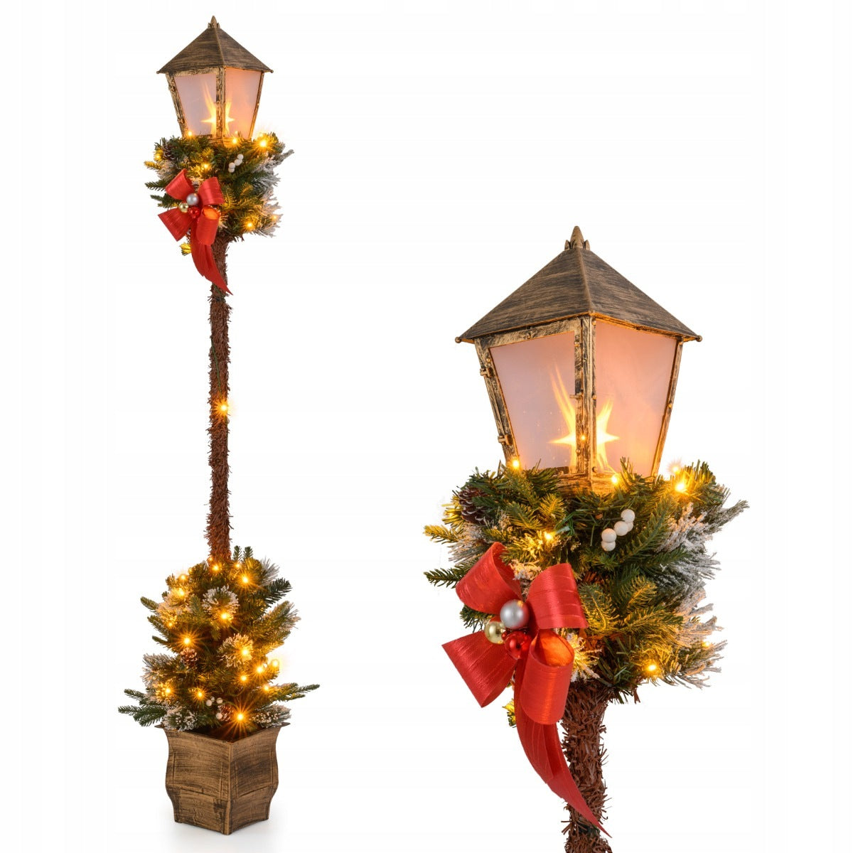 Christmas lantern with wreath, 187 cm Christmas decoration