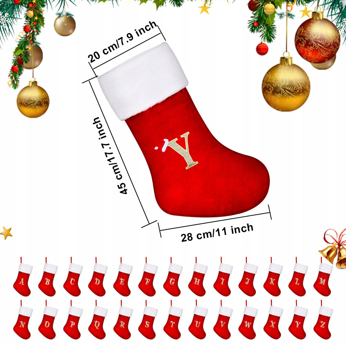 Christmas sock Large 45 cm Red for Christmas with the letter "A" Manufacturer code B0CLRT2SDM