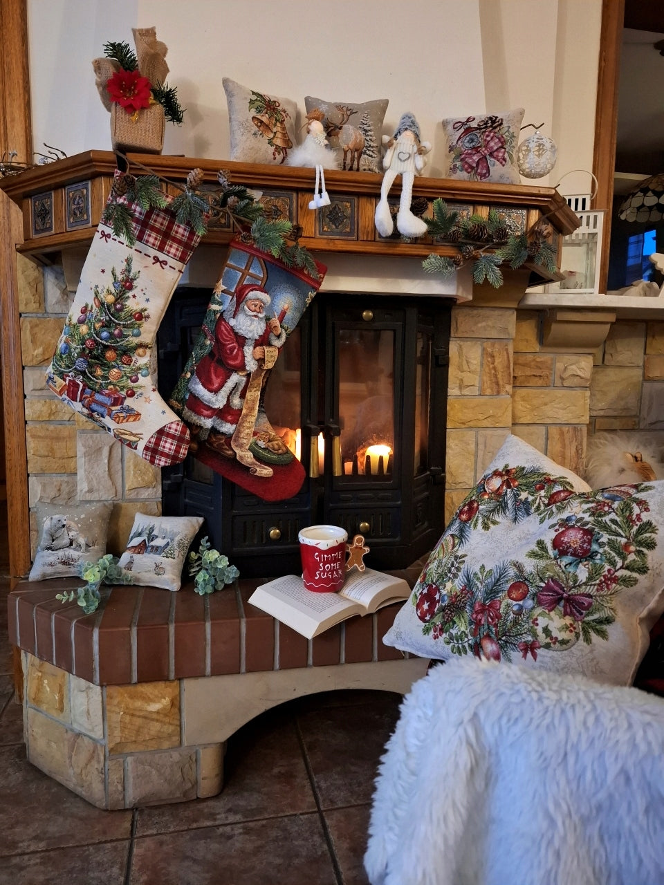 Christmas sock for fireplace made of thick material for Christmas Brand no brand