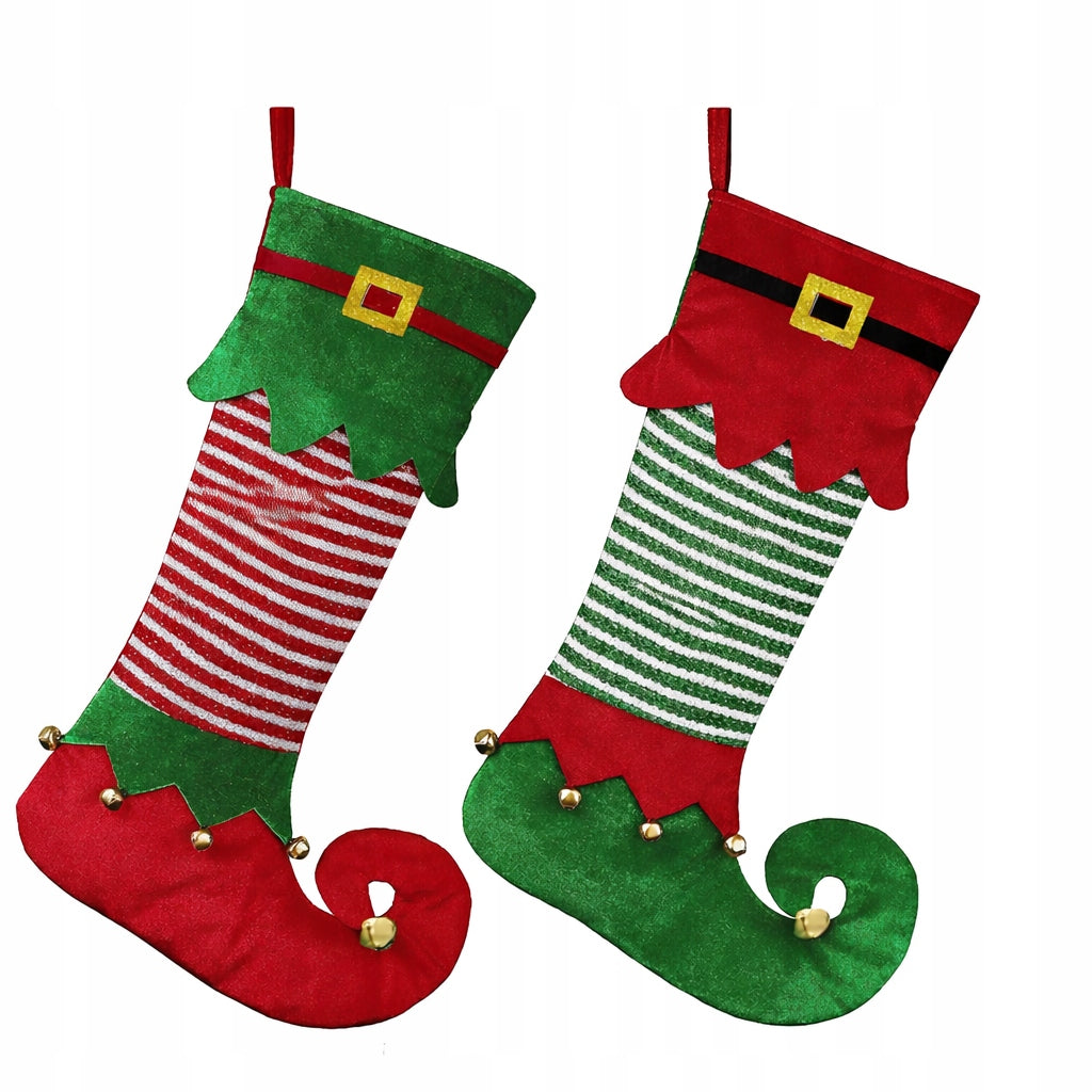 Christmas socks 2 pcs 56x18 cm Elf large for fireplace Mineup