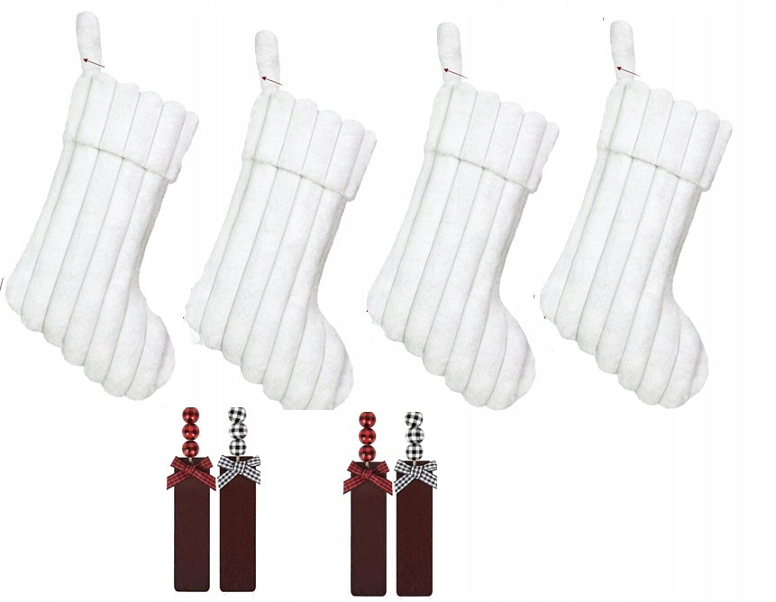 Christmas socks 4pcs 50cm white socks for fireplace, decoration