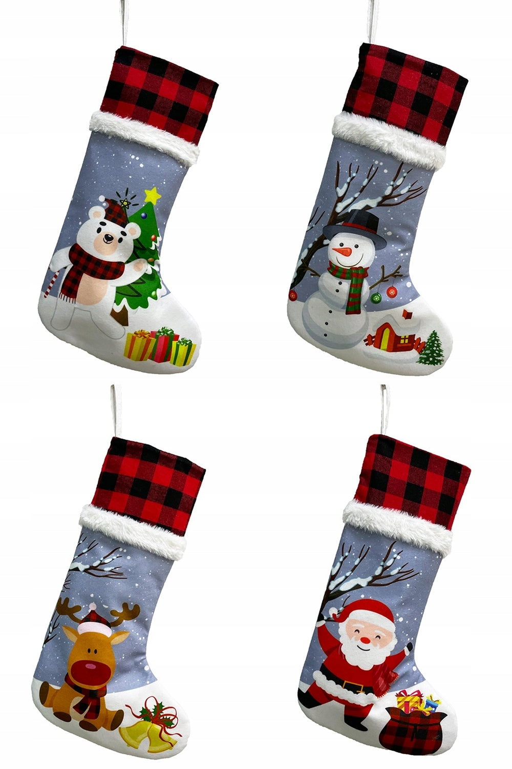 Christmas socks decorative for fireplace gifts set of 4 MIX