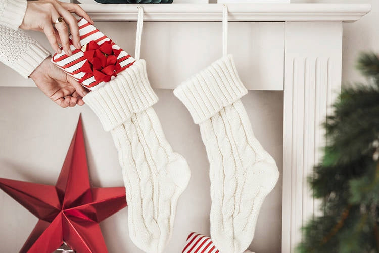 Christmas stocking decoration white 15.5 x 34 cm Brand PartyDeco