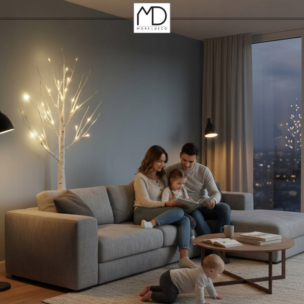 Christmas tree 150cm 120 LED warm Christmas birch decoration Brand MORE&DECO