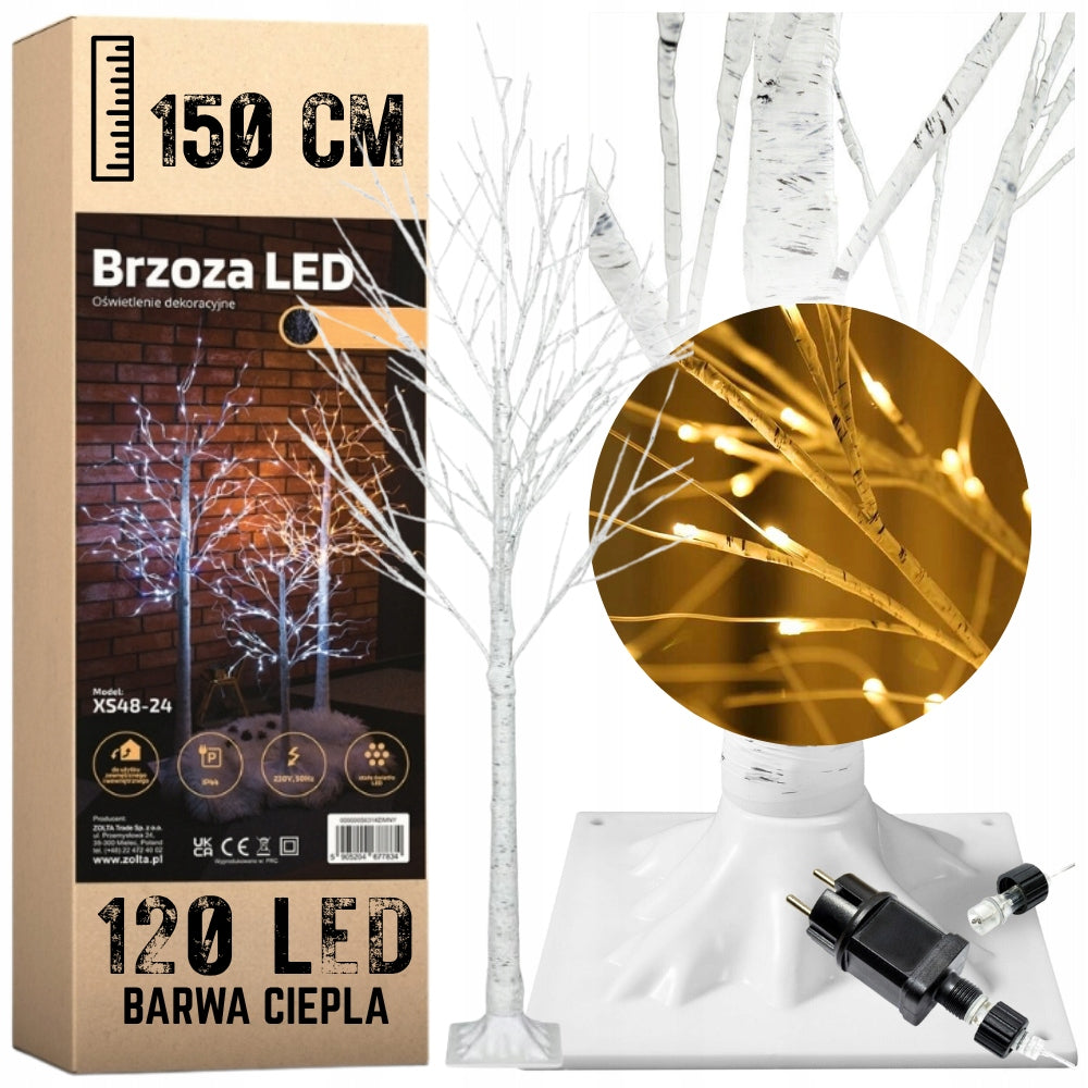 Christmas tree 150cm 120 LED warm Christmas birch decoration
