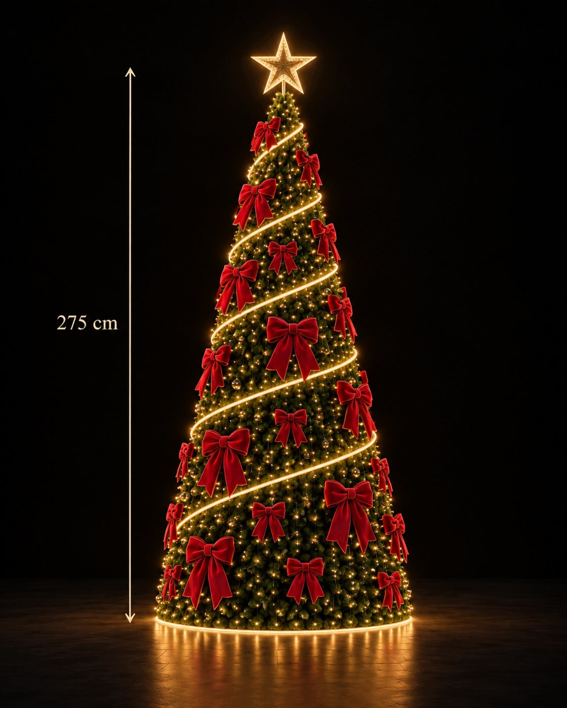 Christmas tree GIANT - CONE! LED cord! LED DECORATION! height 275cm VARIOUS DESIGNS