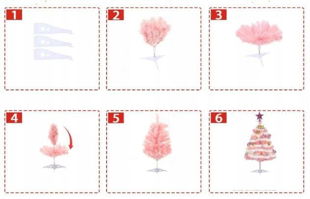 Christmas tree artificial mini decorative pink with baubles lights star 60cm Packaging status original