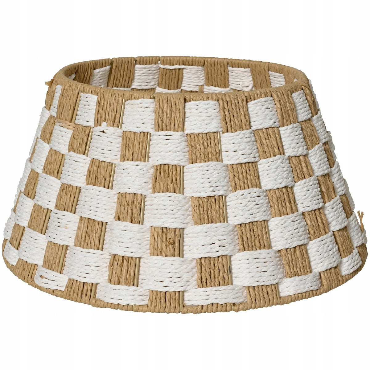 Christmas tree cover 57 cm white and natural chessboard decorative basket