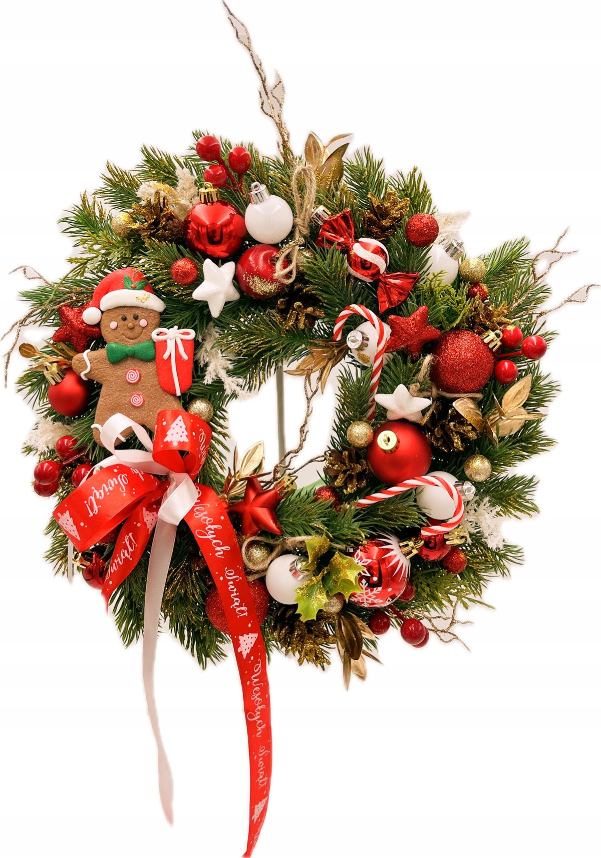 Christmas wreath Christmas gingerbread 30cm white and red gift Manufacturer code KOD 31