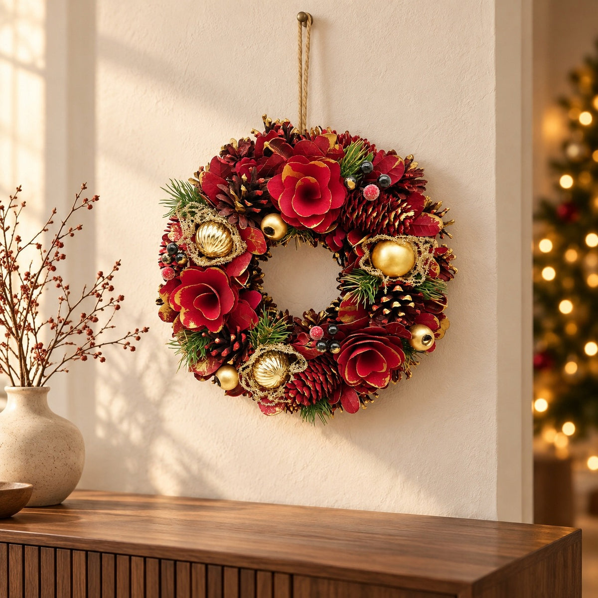 Christmas wreath for door red 30 cm wreath for wall Christmas Manufacturer code METC8091720